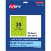 imageAvery Printable Square Scalloped Labels Sure Feed Technology 158quot x 158quot Bright Green Labels PrinttoTheEdge LaserInkjet Printable 200 Total Great for Cosmetics and Jars200 labels