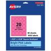 imageAvery Printable Square Scalloped Labels Sure Feed Technology 158quot x 158quot Bright Pink Labels PrinttoTheEdge LaserInkjet Printable 200 Total Great for Cosmetics and Jars1 600 labels