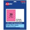 imageAvery Printable Square Scalloped Labels Sure Feed Technology 158quot x 158quot Bright Pink Labels PrinttoTheEdge LaserInkjet Printable 200 Total Great for Cosmetics and Jars800 labels