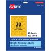 imageAvery Printable Square Scalloped Labels Sure Feed Technology 158quot x 158quot Bright Yellow Labels PrinttoTheEdge LaserInkjet Printable 200 Total Great for Cosmetics and Jars800 labels