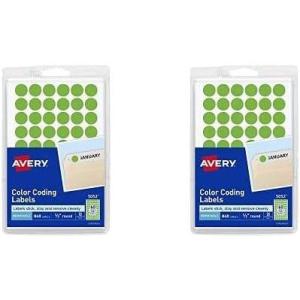 imageAvery ColorCoding Removable Labels 12 Inch Round Stickers Neon Green NonPrintable 840 Dot Stickers Total 5052Pack of 2