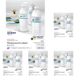 imageAvery Durable Waterproof Wraparound Rectangle Labels with Sure Feed Technology 114quot x 934quot Matte White 40 Customizable Labels for Laser and PigmentInkjet Printers 22845One Size Pack of 5