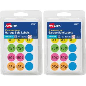 imageAvery Garage Sale Removable Labels 34 Inch Round Labels Assorted Colors NonPrintable 315 Pricing Stickers Total 6725One Size Pack of 2