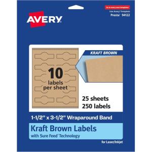 imageAvery Kraft Brown Wraparound Band Labels Sure Feed Technology 15quot x 35quot Cigar Band Labels 150 Total PrinttoTheEdge LaserInkjet Printable250 labels