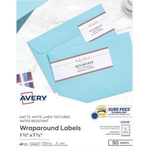 imageAvery Printable Wraparound Rectangle Labels 785quot x 175quot Textured White 50 Customizable Labels 228387 1720 x 1 34