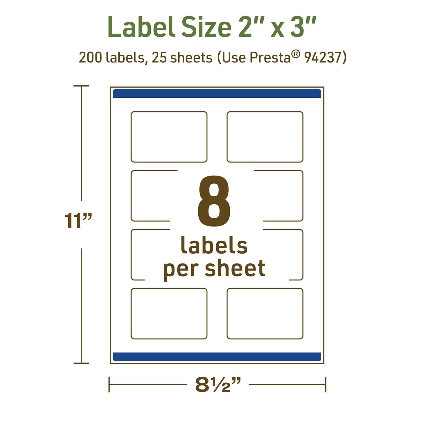 imageAvery Dissolvable Rectangle Labels Sure Feed Technology 2quot x 3quot Matte White PrinttoTheEdge LaserInkjet Printable 200 Labels Total200 labels