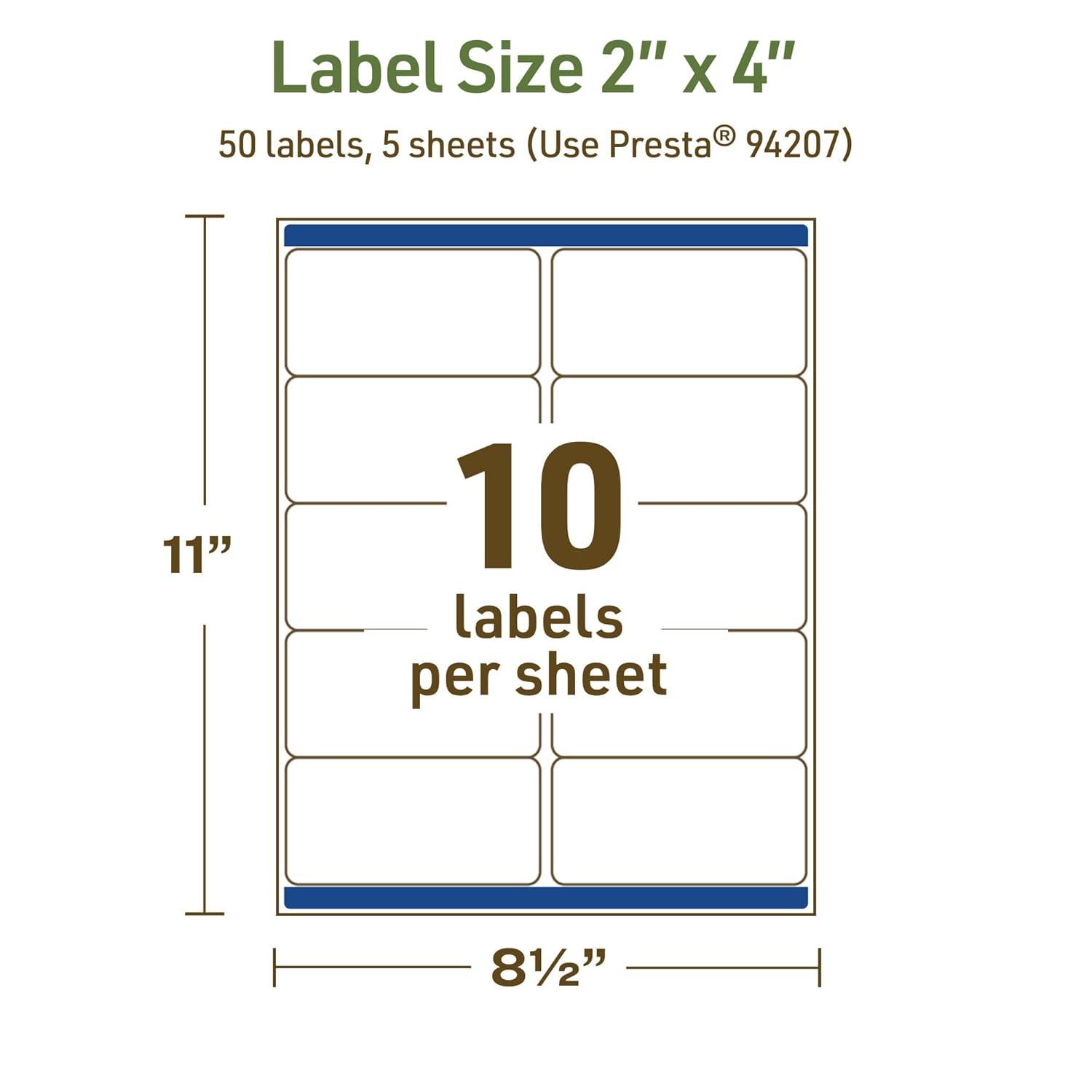 imageAvery Dissolvable Rectangle Labels Sure Feed Technology 2quot x 4quot Matte White LaserInkjet Printable 250 Labels Total FreezerSafe MicrowaveSafe RefrigeratorSafe50 labels