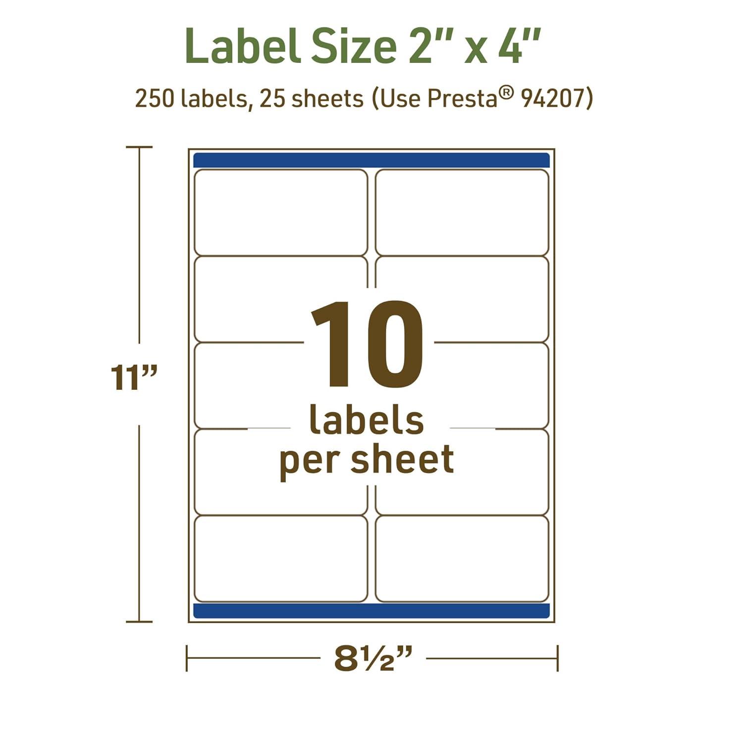 imageAvery Dissolvable Rectangle Labels Sure Feed Technology 2quot x 4quot Matte White LaserInkjet Printable 250 Labels Total FreezerSafe MicrowaveSafe RefrigeratorSafe250 labels