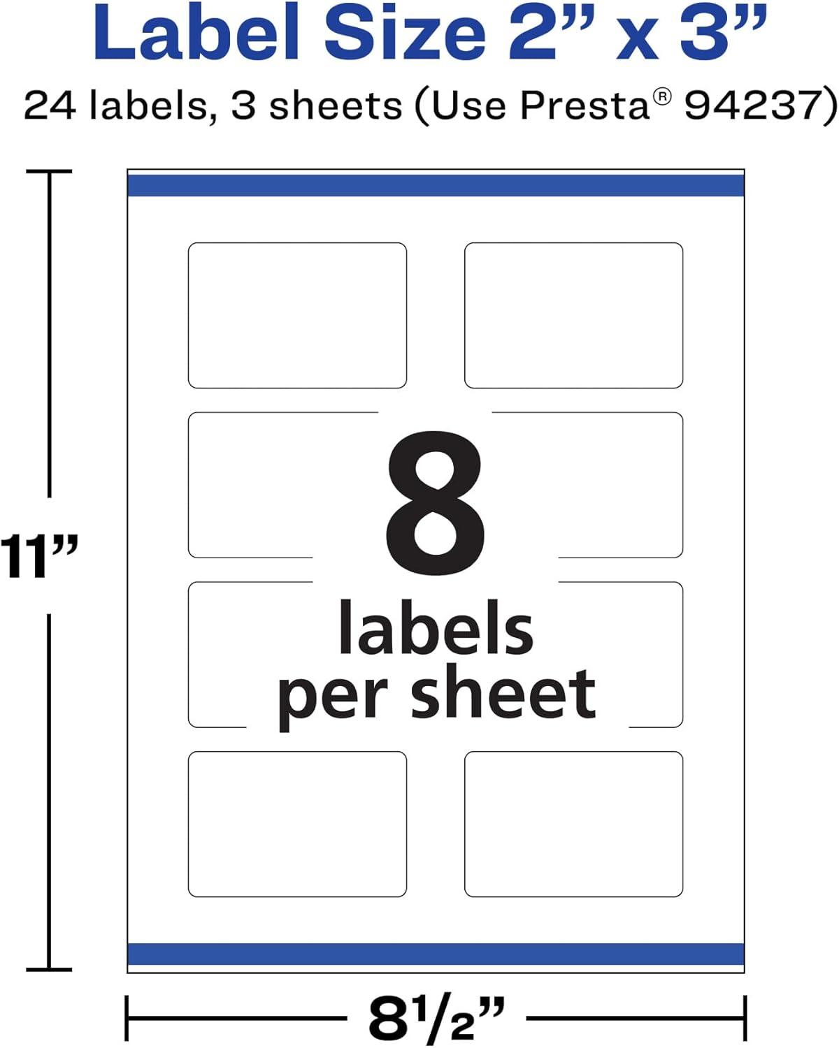 imageAvery Durable Removable Rectangle Labels Sure Feed Technology 2quot x 3quot Matte White Film WaterResistant PrinttoTheEdge LaserPigmentBased Inkjet Printable 64 Total24 labels