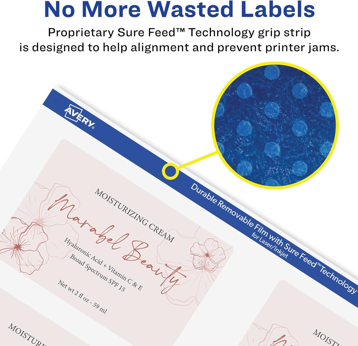 imageAvery Durable Removable Rectangle Labels Sure Feed Technology 2quot x 3quot Matte White Film WaterResistant PrinttoTheEdge LaserPigmentBased Inkjet Printable 64 Total64 labels