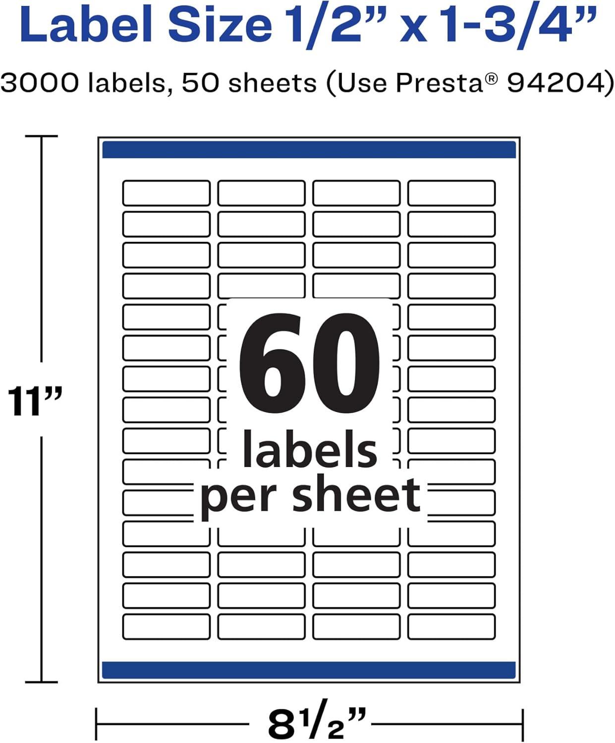 imageAvery Durable Waterproof Rectangle Labels Sure Feed Technology 05quot x 175quot 600 Total Oil and TearResistant Waterproof Labels PrinttoTheEdge LaserPigmentBased Inkjet Printable3 000 labels