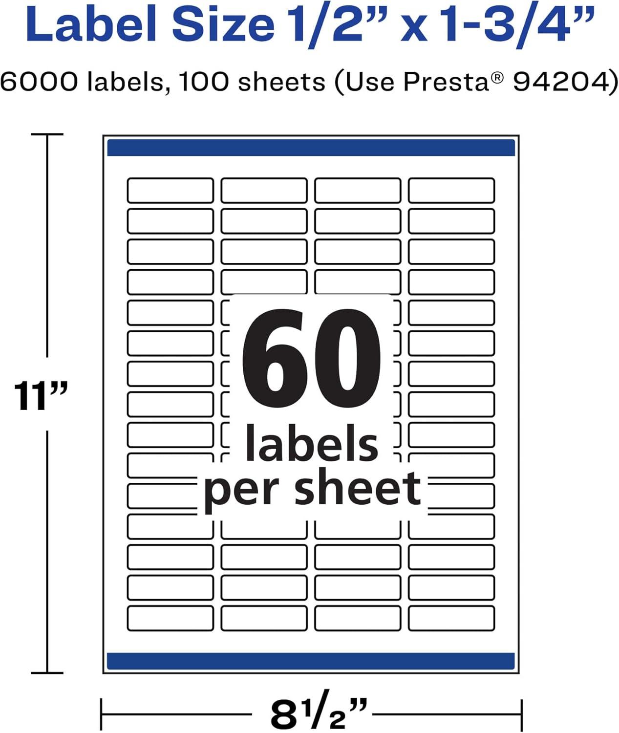 imageAvery Durable Waterproof Rectangle Labels Sure Feed Technology 05quot x 175quot 600 Total Oil and TearResistant Waterproof Labels PrinttoTheEdge LaserPigmentBased Inkjet Printable6 000 labels