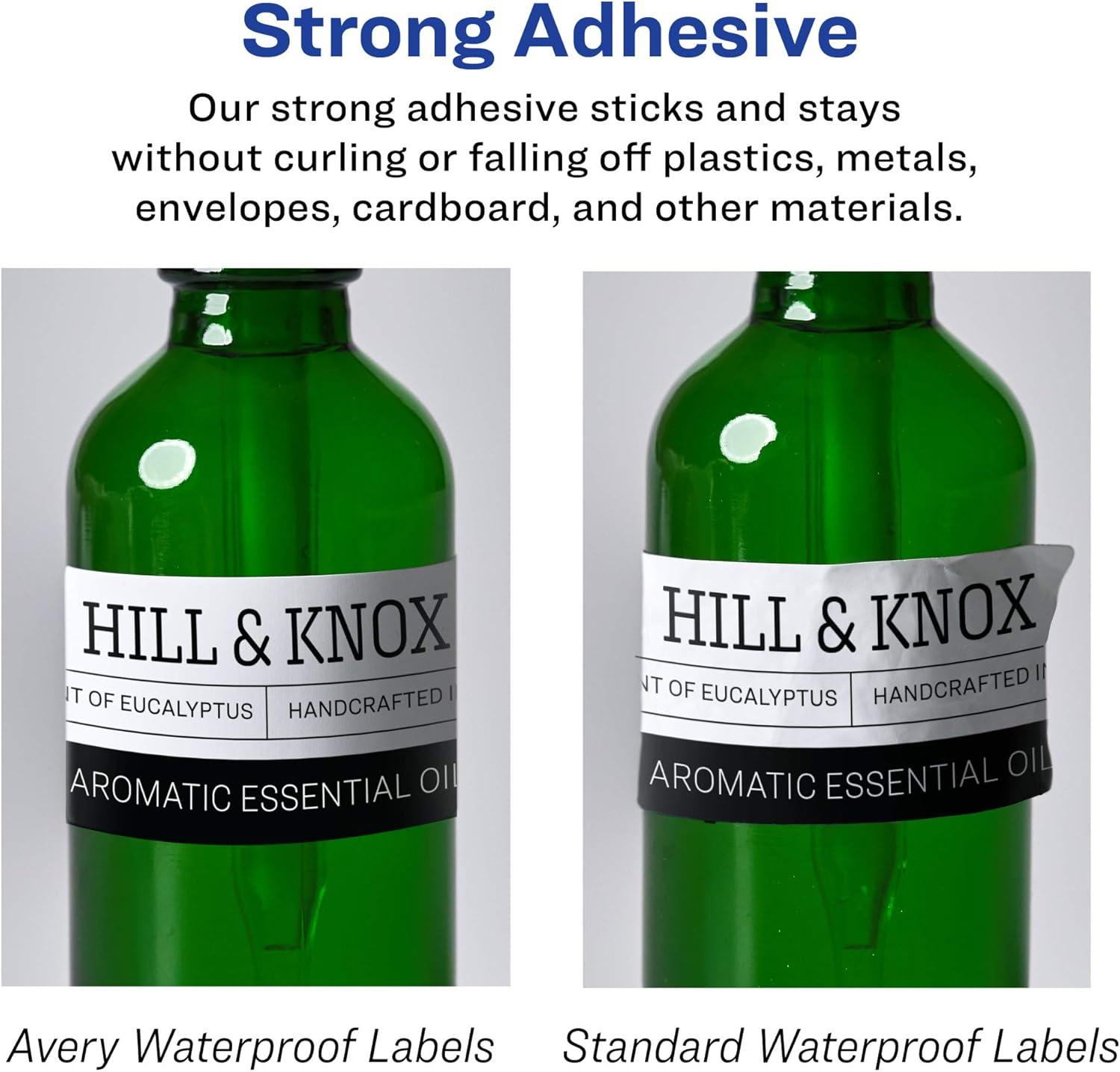 imageAvery Durable Waterproof Rectangle Labels Sure Feed Technology 05quot x 175quot 600 Total Oil and TearResistant Waterproof Labels PrinttoTheEdge LaserPigmentBased Inkjet Printable600 labels