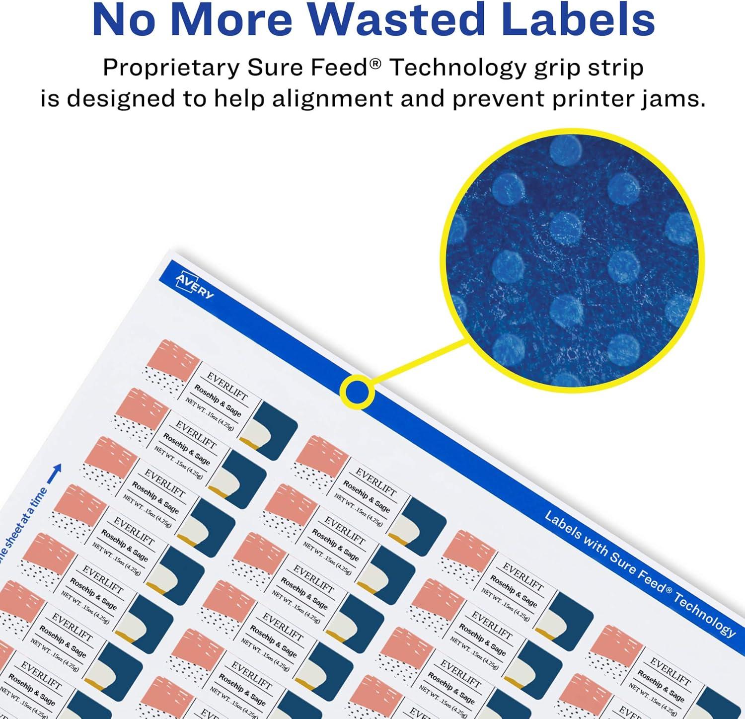 imageAvery Durable Waterproof Rectangle Labels Sure Feed Technology 05quot x 175quot 600 Total Oil and TearResistant Waterproof Labels PrinttoTheEdge LaserPigmentBased Inkjet Printable600 labels