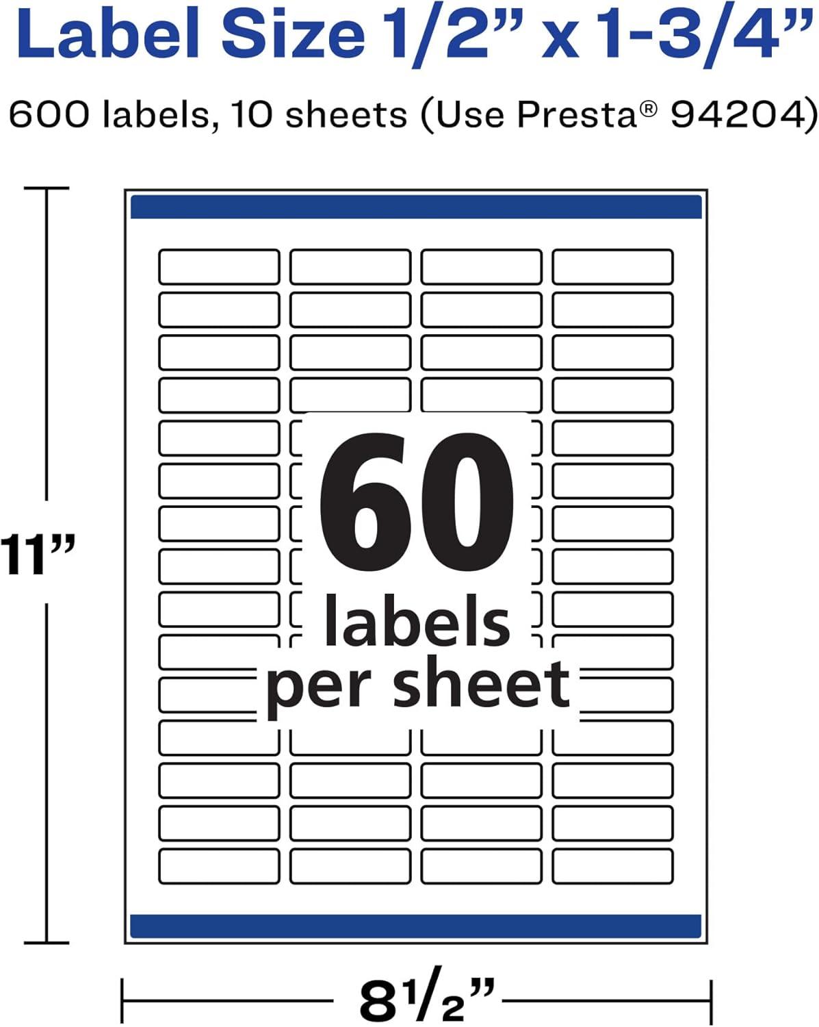 imageAvery Durable Waterproof Rectangle Labels Sure Feed Technology 05quot x 175quot 600 Total Oil and TearResistant Waterproof Labels PrinttoTheEdge LaserPigmentBased Inkjet Printable600 labels
