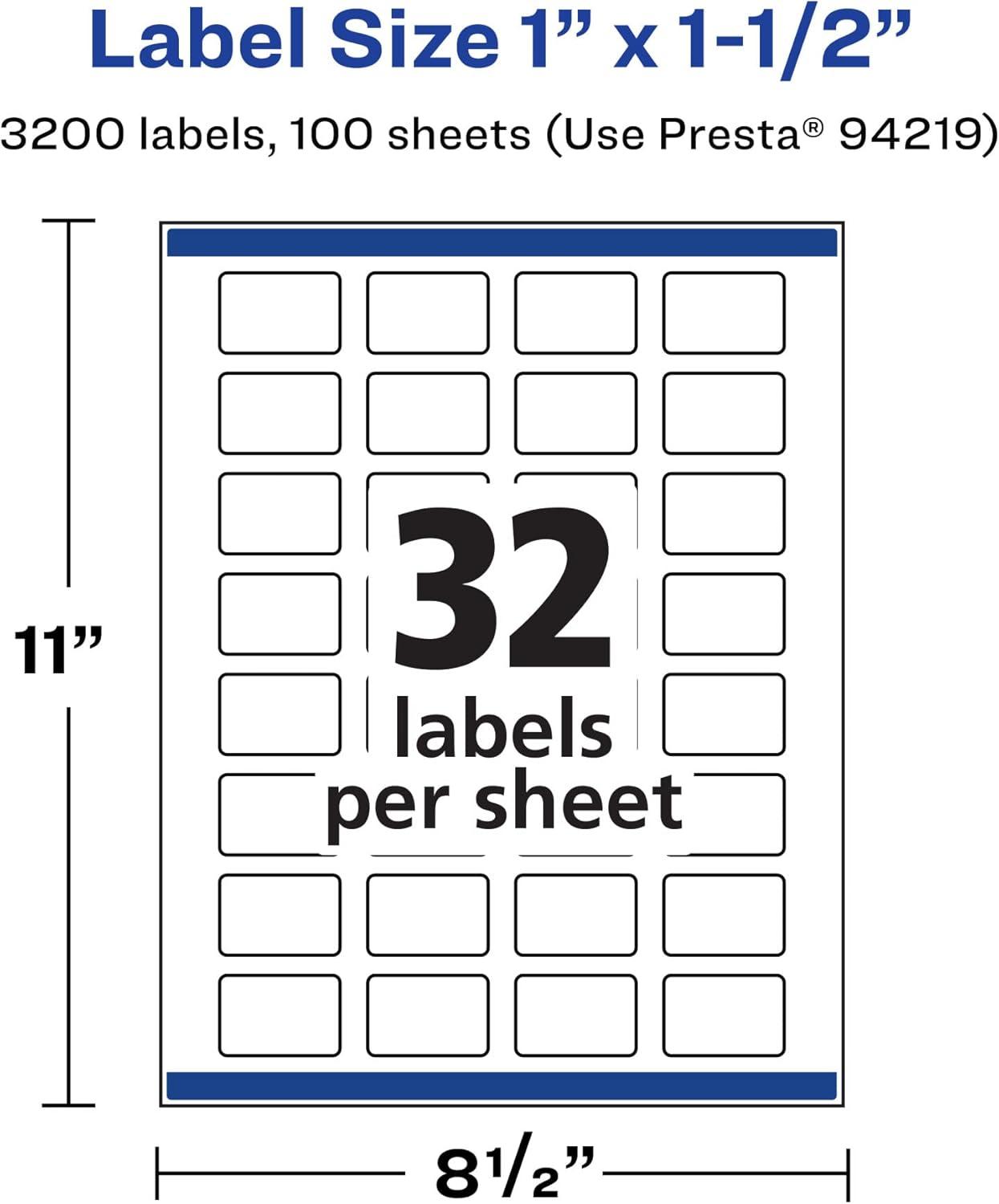 imageAvery Durable Waterproof Rectangle Labels Sure Feed Technology 1quot x 15quot 320 Total Oil and TearResistant Waterproof Labels PrinttoTheEdge LaserPigmentBased Inkjet Printable3 200 labels