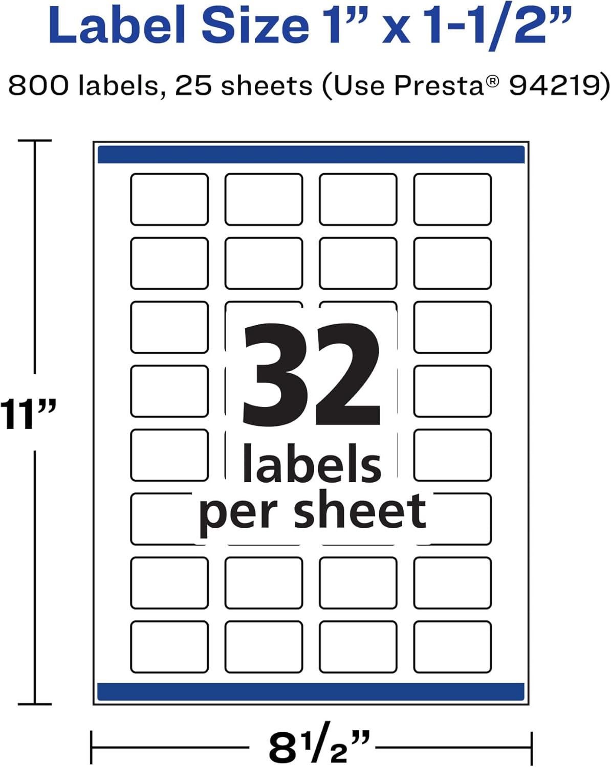 imageAvery Durable Waterproof Rectangle Labels Sure Feed Technology 1quot x 15quot 320 Total Oil and TearResistant Waterproof Labels PrinttoTheEdge LaserPigmentBased Inkjet Printable800 labels