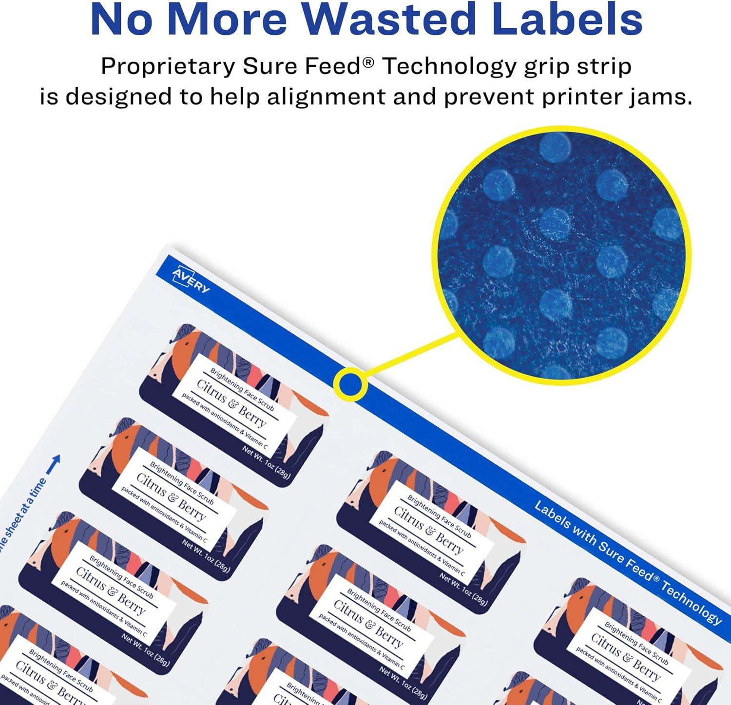 imageAvery Durable Waterproof Rectangle Labels Sure Feed Technology 1quot x 2quot 240 Total Oil and TearResistant Waterproof Labels PrinttoTheEdge LaserPigmentBased Inkjet Printable1 200 labels