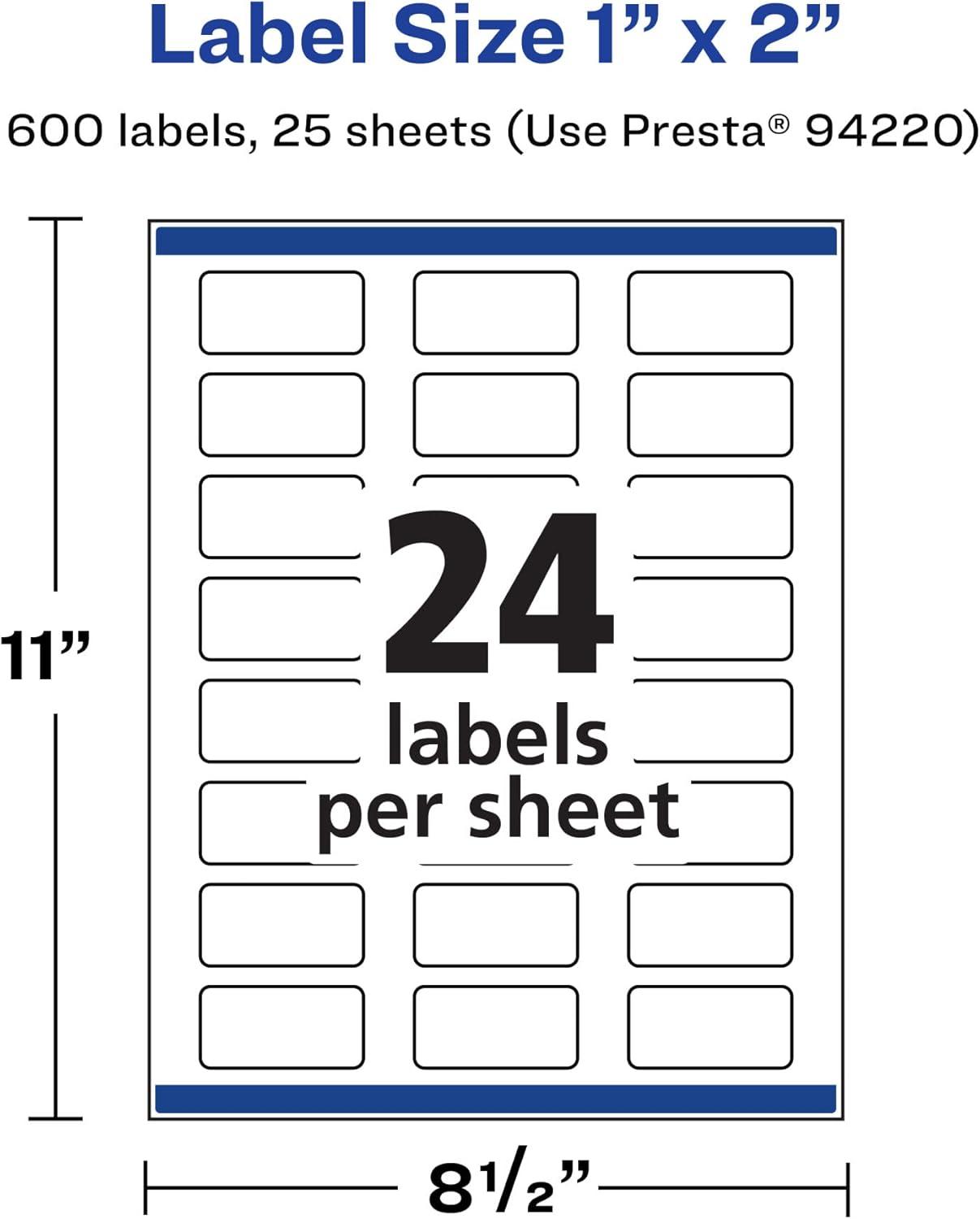 imageAvery Durable Waterproof Rectangle Labels Sure Feed Technology 1quot x 2quot 240 Total Oil and TearResistant Waterproof Labels PrinttoTheEdge LaserPigmentBased Inkjet Printable600 labels
