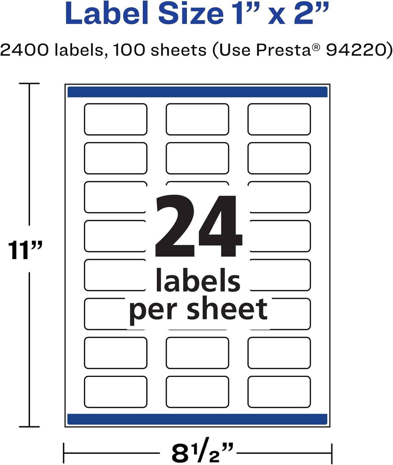 imageAvery Durable Waterproof Rectangle Labels Sure Feed Technology 1quot x 2quot 240 Total Oil and TearResistant Waterproof Labels PrinttoTheEdge LaserPigmentBased Inkjet Printable2 400 labels