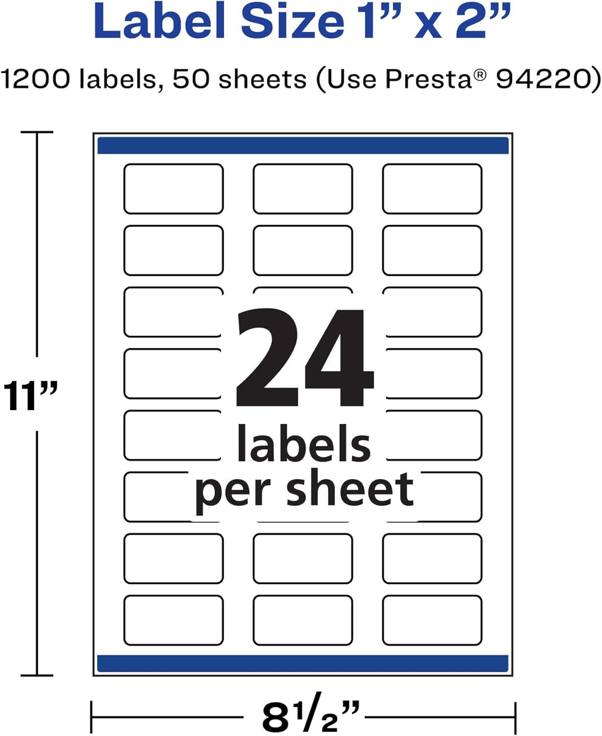 imageAvery Durable Waterproof Rectangle Labels Sure Feed Technology 1quot x 2quot 240 Total Oil and TearResistant Waterproof Labels PrinttoTheEdge LaserPigmentBased Inkjet Printable1 200 labels
