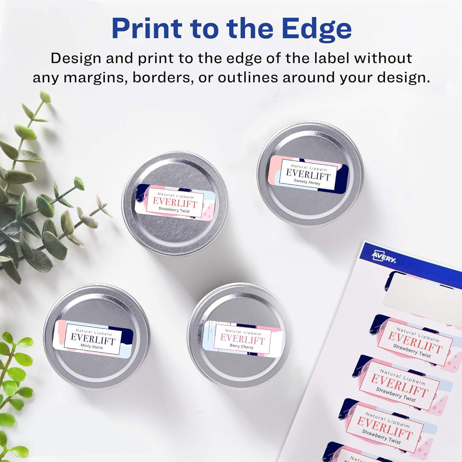 imageAvery Durable Waterproof Rectangle Labels Sure Feed Technology 1quot x 2quot 240 Total Oil and TearResistant Waterproof Labels PrinttoTheEdge LaserPigmentBased Inkjet Printable1 200 labels