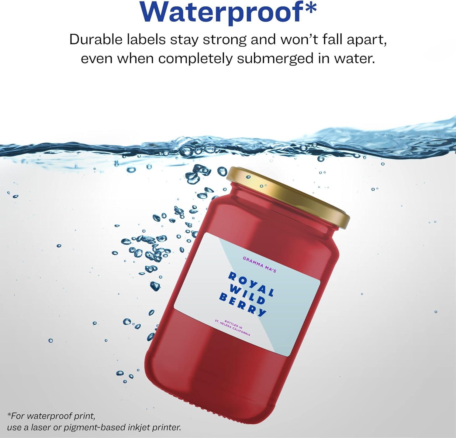 imageAvery Durable Waterproof Rectangle Labels Sure Feed Technology 2quot x 35quot 80 Total Oil and TearResistant Waterproof Labels PrinttoTheEdge LaserPigmentBased Inkjet Printable800 labels