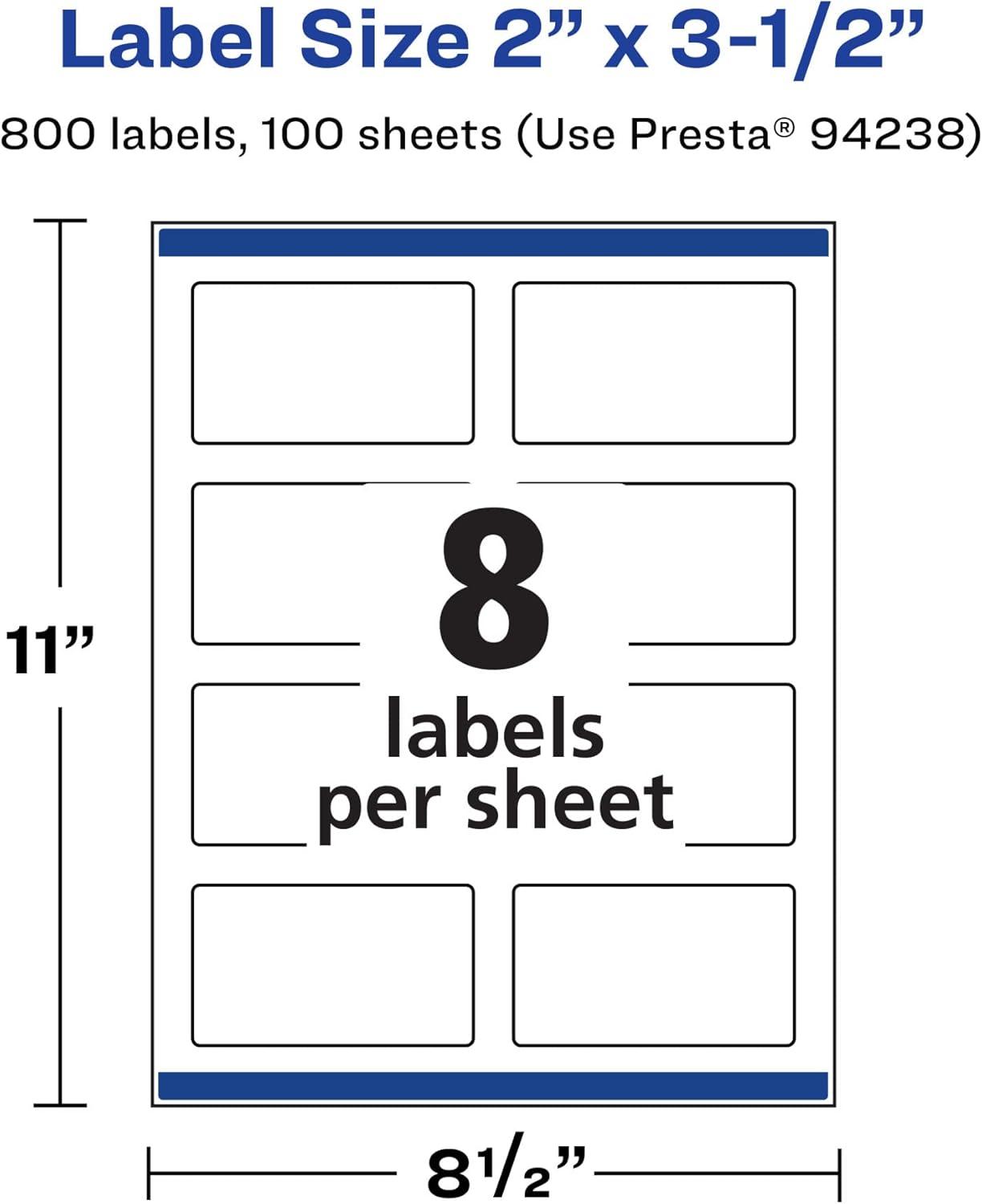 imageAvery Durable Waterproof Rectangle Labels Sure Feed Technology 2quot x 35quot 80 Total Oil and TearResistant Waterproof Labels PrinttoTheEdge LaserPigmentBased Inkjet Printable800 labels