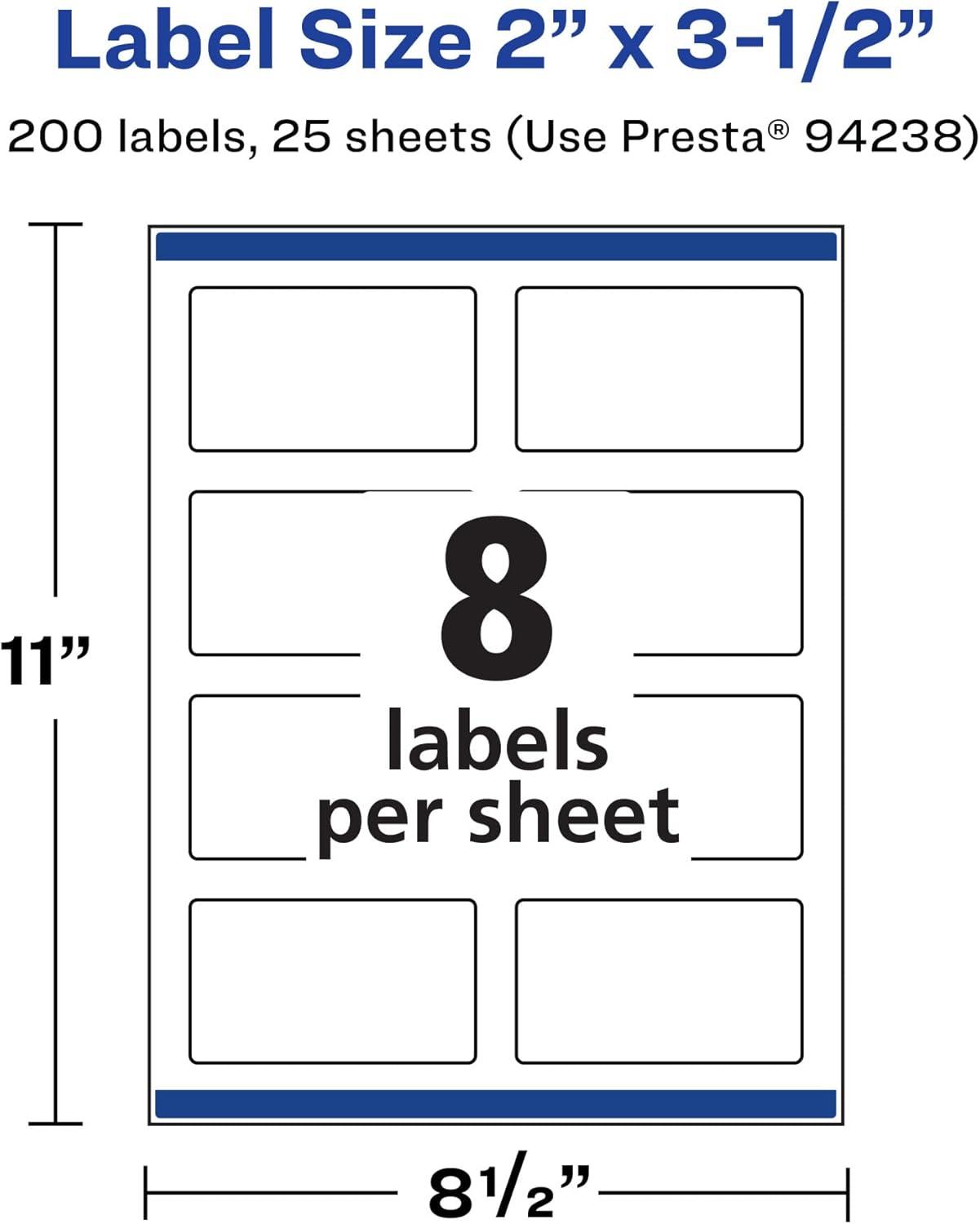 imageAvery Durable Waterproof Rectangle Labels Sure Feed Technology 2quot x 35quot 80 Total Oil and TearResistant Waterproof Labels PrinttoTheEdge LaserPigmentBased Inkjet Printable200 labels