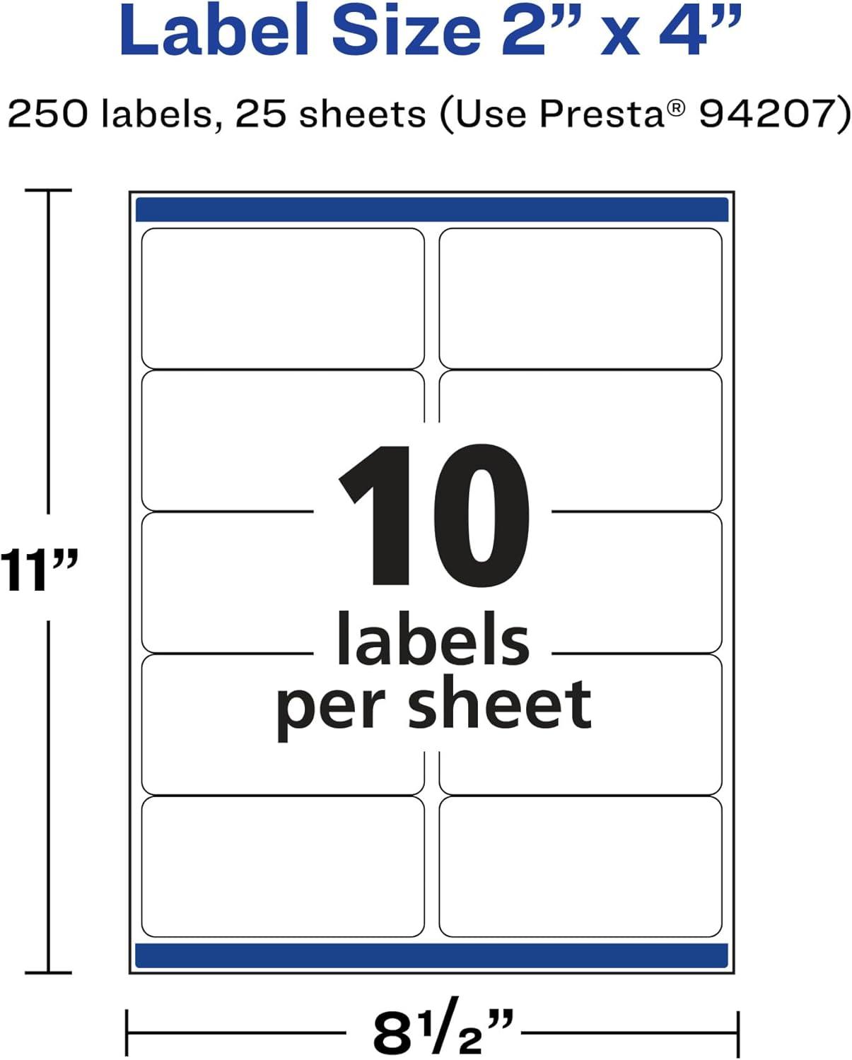 imageAvery Durable Waterproof Rectangle Labels Sure Feed Technology 2quot x 4quot 500 Total Oil and TearResistant Waterproof LaserPigmentBased Inkjet Printable250 labels