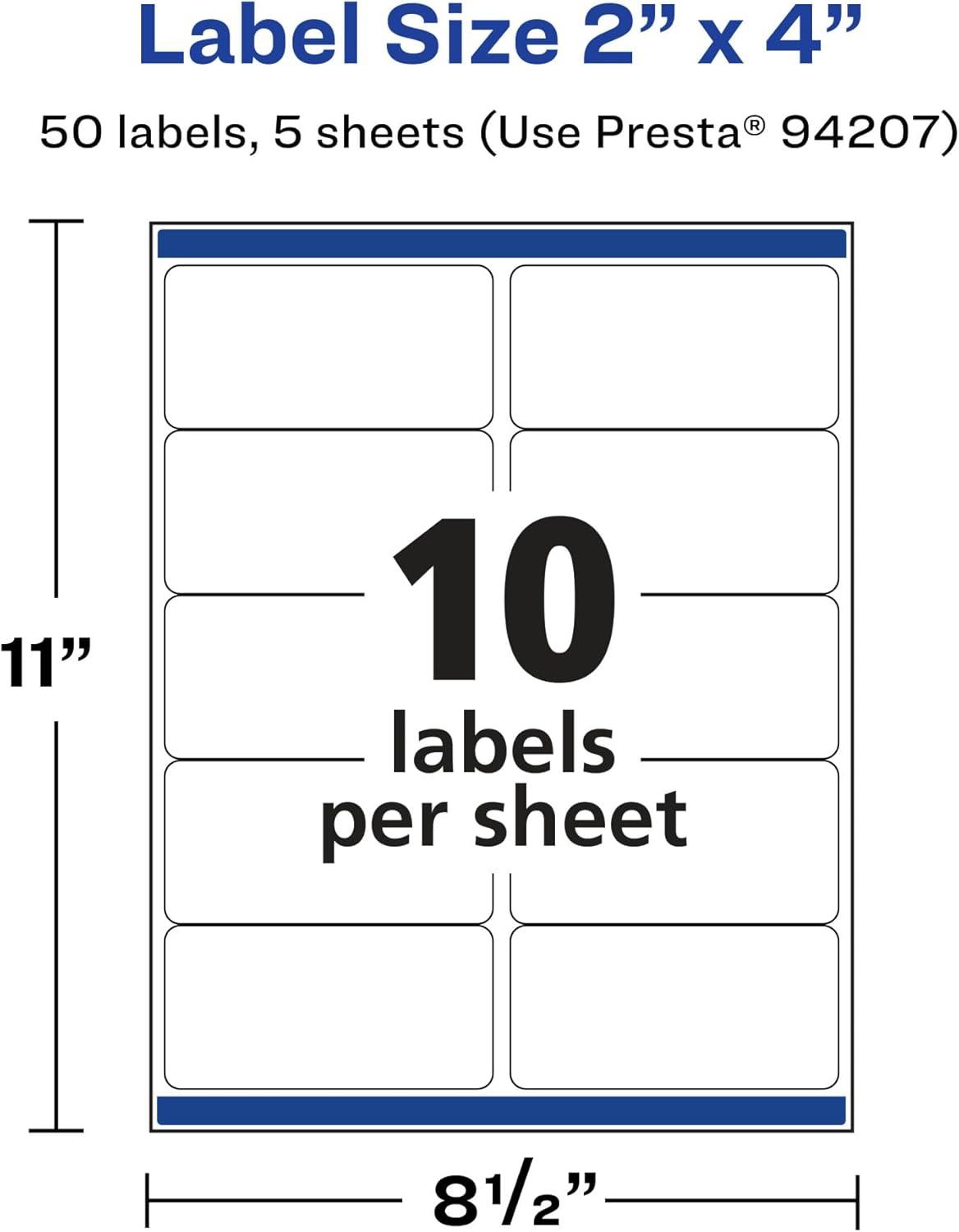imageAvery Durable Waterproof Rectangle Labels Sure Feed Technology 2quot x 4quot 500 Total Oil and TearResistant Waterproof LaserPigmentBased Inkjet Printable50 labels