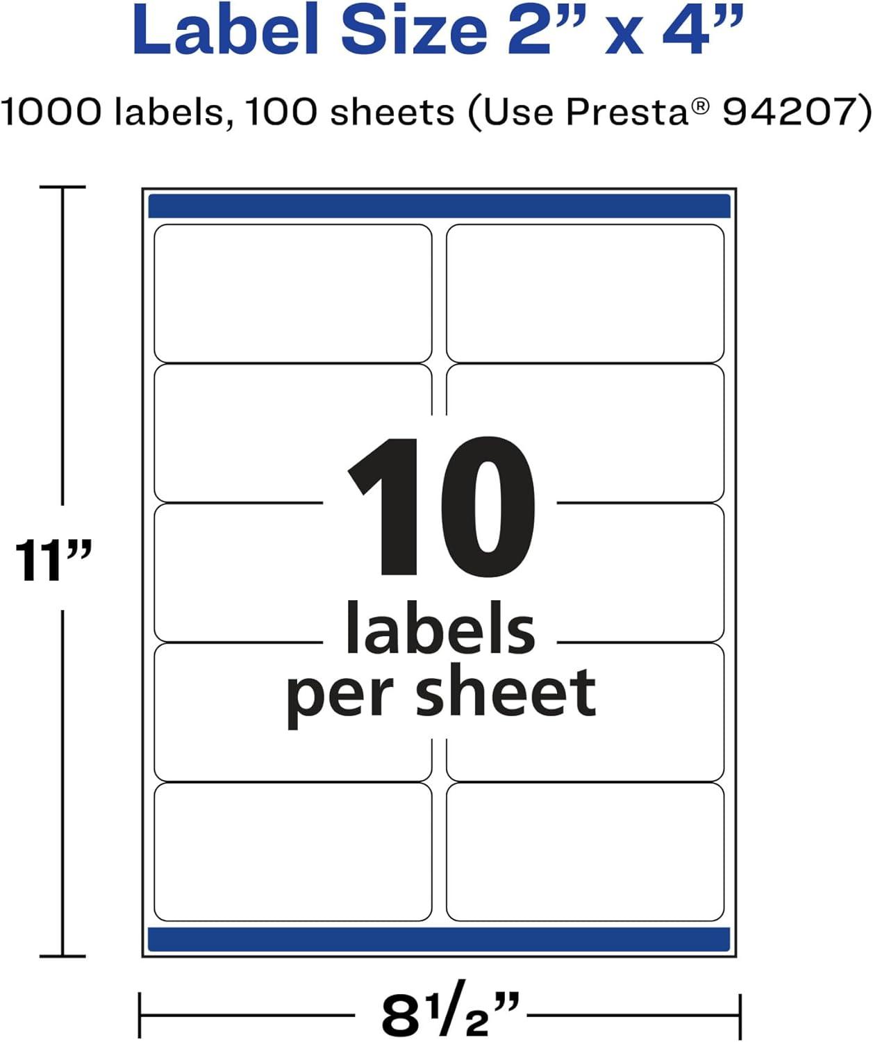 imageAvery Durable Waterproof Rectangle Labels Sure Feed Technology 2quot x 4quot 500 Total Oil and TearResistant Waterproof LaserPigmentBased Inkjet Printable1 000 labels