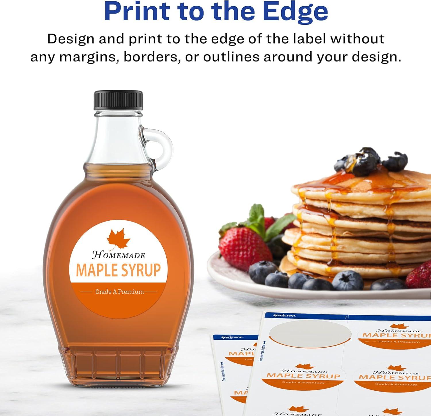 imageAvery Durable Waterproof Round Labels Sure Feed Technology 25quot Diameter 90 Total Oil and TearResistant Waterproof Labels PrinttoTheEdge LaserPigmentBased Inkjet Printable900 labels