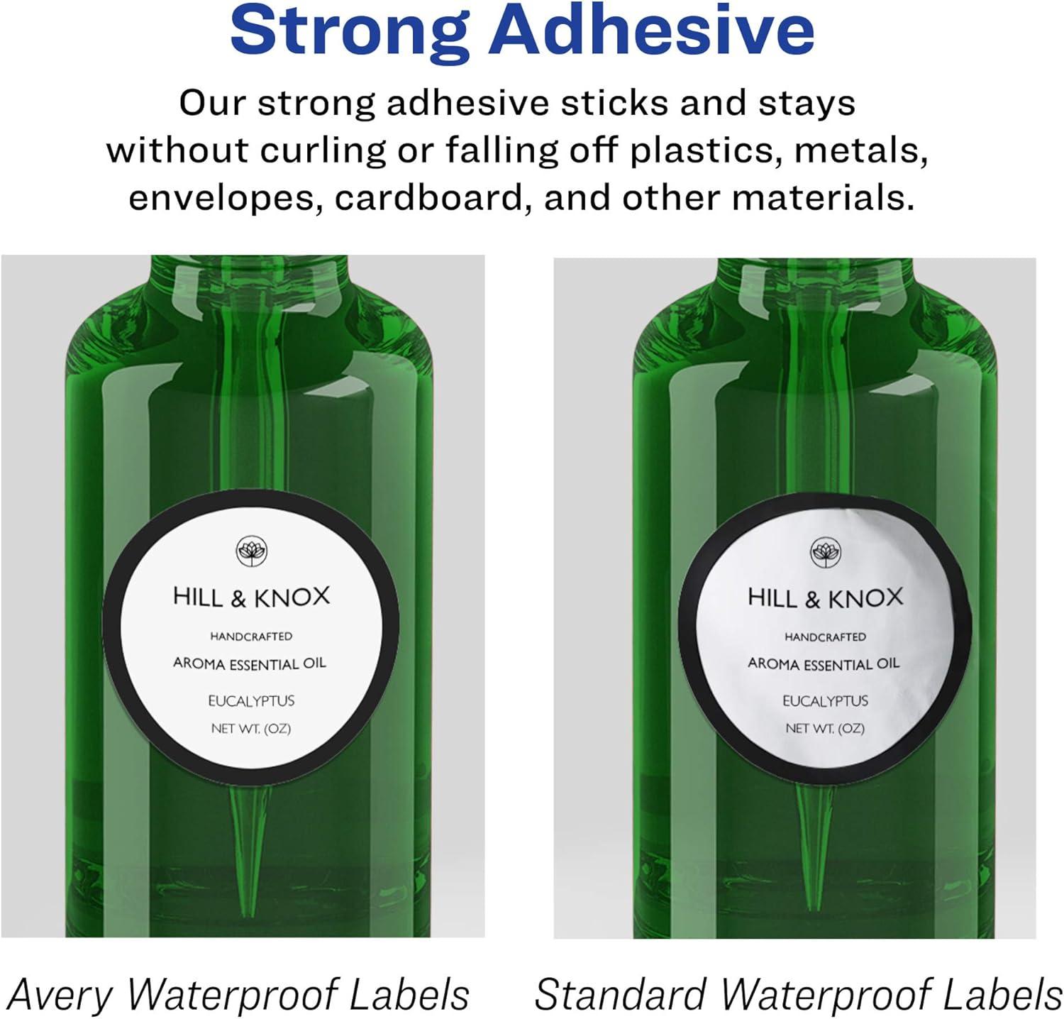 imageAvery Durable Waterproof Round Labels Sure Feed Technology 25quot Diameter 90 Total Oil and TearResistant Waterproof Labels PrinttoTheEdge LaserPigmentBased Inkjet Printable900 labels