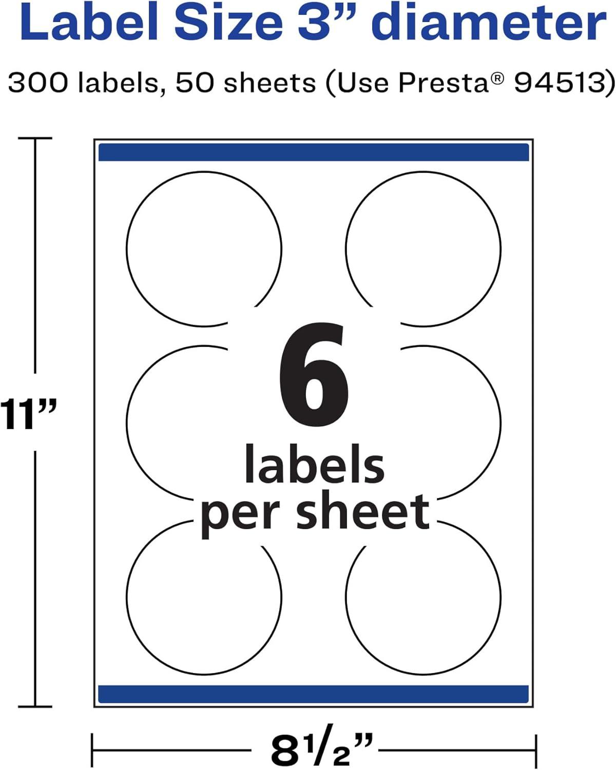 imageAvery Durable Waterproof Round Labels Sure Feed Technology PrinttoTheEdge 3quot Diameter 150 Total Oil and TearResistant Waterproof LaserPigmentBased Inkjet Printable300 labels