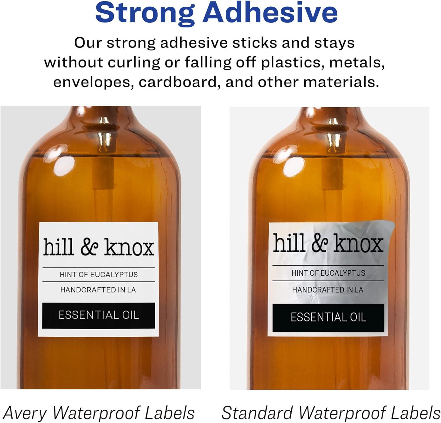 imageAvery Durable Waterproof Square Labels Sure Feed Technology 25quot x 25quot 90 Total Oil and TearResistant Waterproof Labels LaserPigmentBased Inkjet Printable90 labels