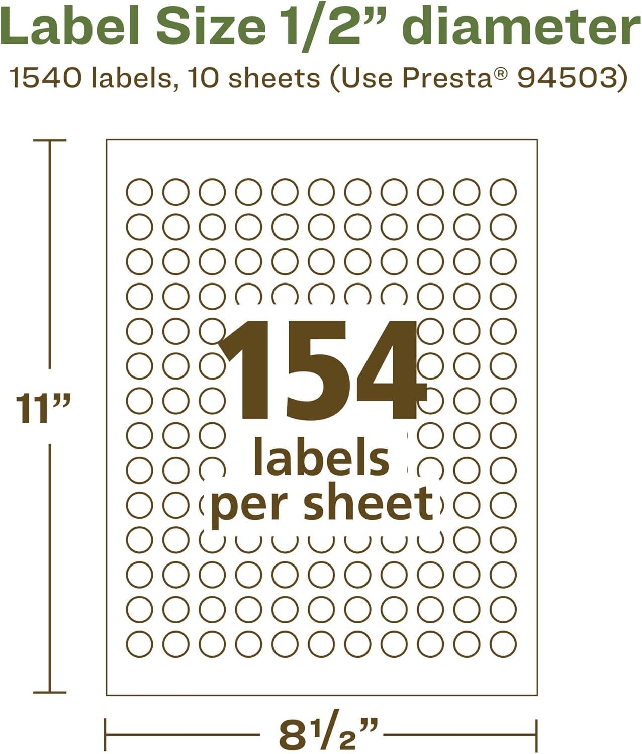 imageAvery EcoFriendly Matte White Recycled Round Labels 05quot Diameter PrinttoTheEdge Matte White Labels Permanent Adhesive LaserInkjet Printable 1540 Total1 540 labels