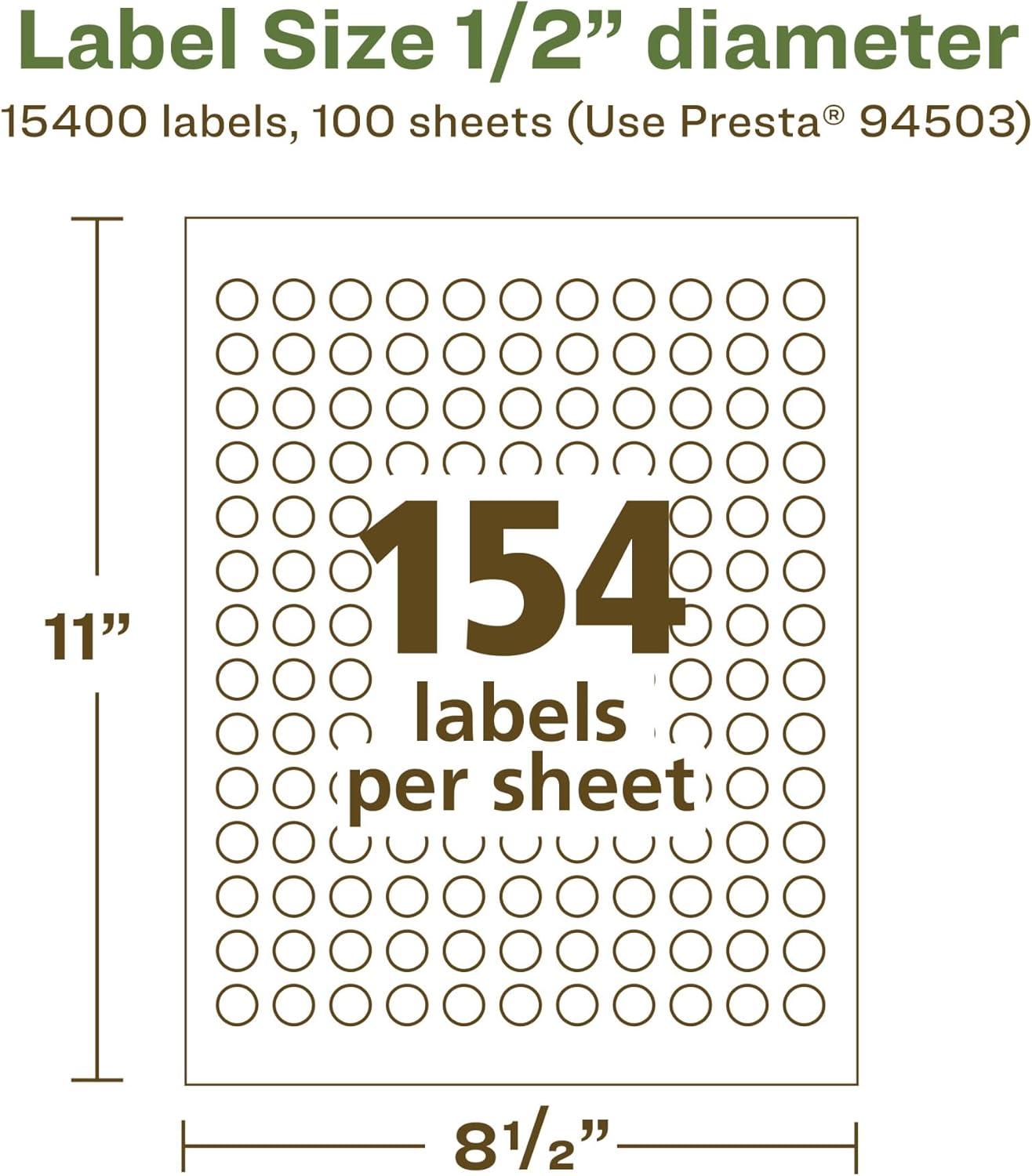 imageAvery EcoFriendly Matte White Recycled Round Labels 05quot Diameter PrinttoTheEdge Matte White Labels Permanent Adhesive LaserInkjet Printable 1540 Total15 400 labels