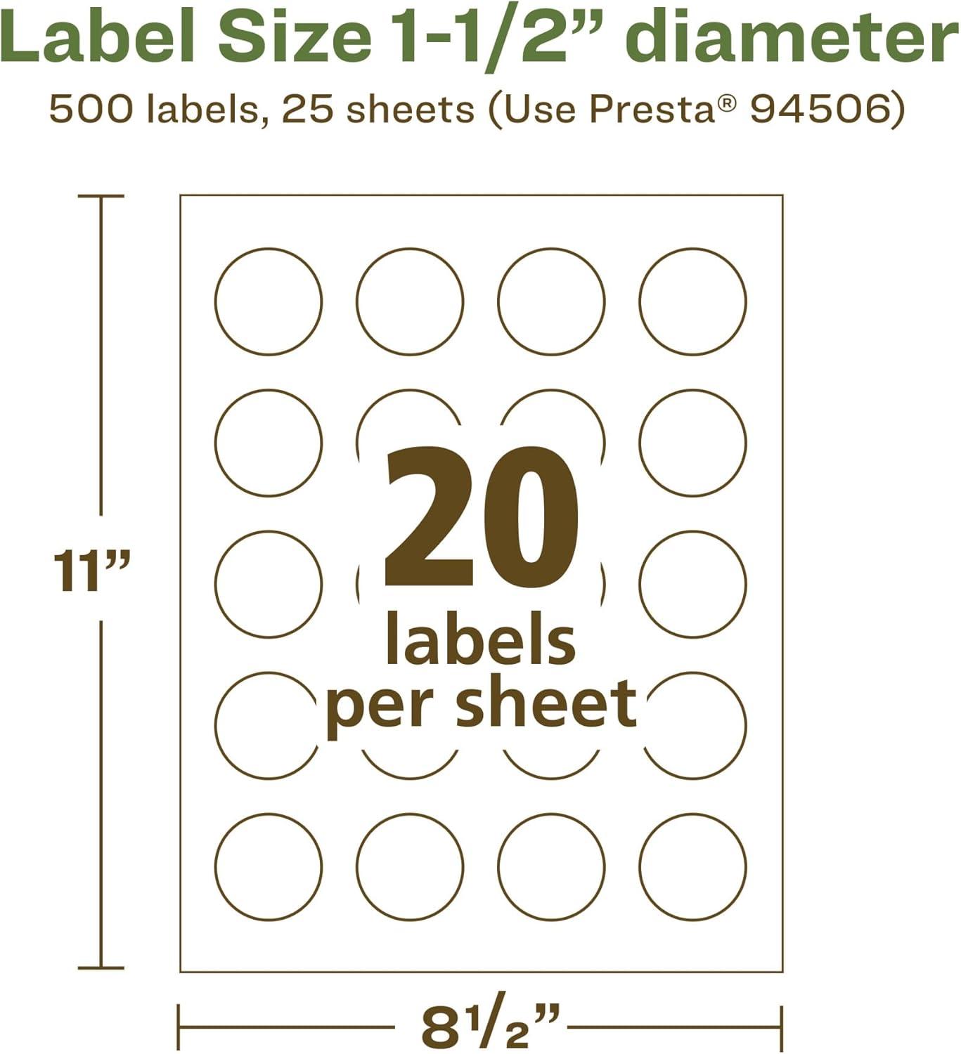imageAvery EcoFriendly Matte White Recycled Round Labels 15quot Diameter PrinttoTheEdge Matte White Labels Permanent Adhesive LaserInkjet Printable 200 Total500 labels