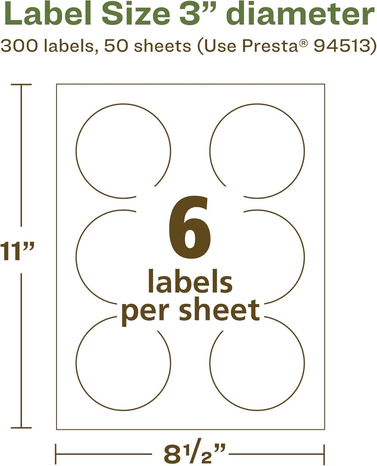 imageAvery EcoFriendly Matte White Recycled Round Labels 3quot Diameter PrinttoTheEdge Matte White Labels Permanent Adhesive LaserInkjet Printable 60 Total300 labels