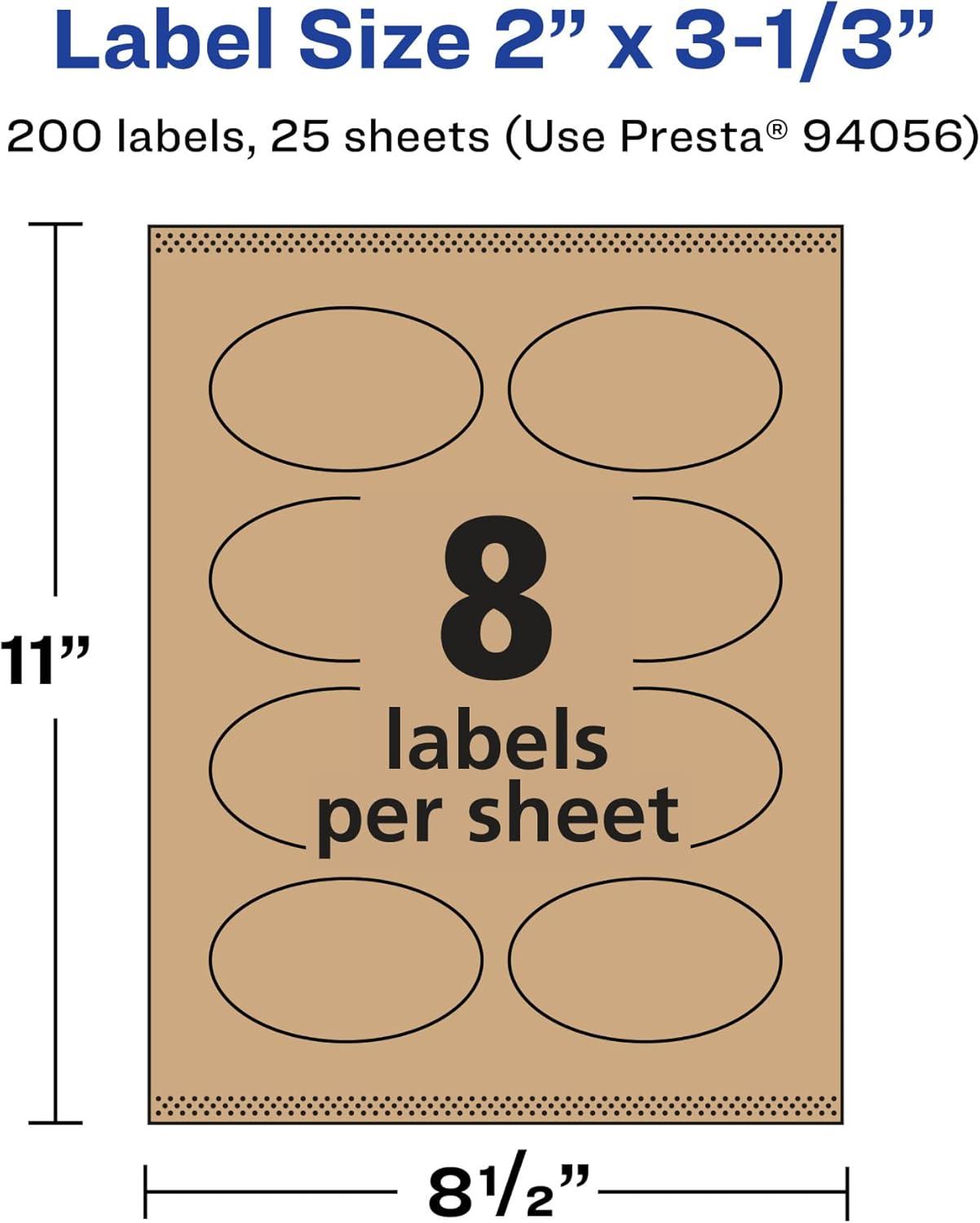 imageAvery Kraft Brown Oval Labels Sure Feed Technology 2quot x 313quot 120 Kraft Brown Labels PrinttoTheEdge LaserInkjet Printable200 labels