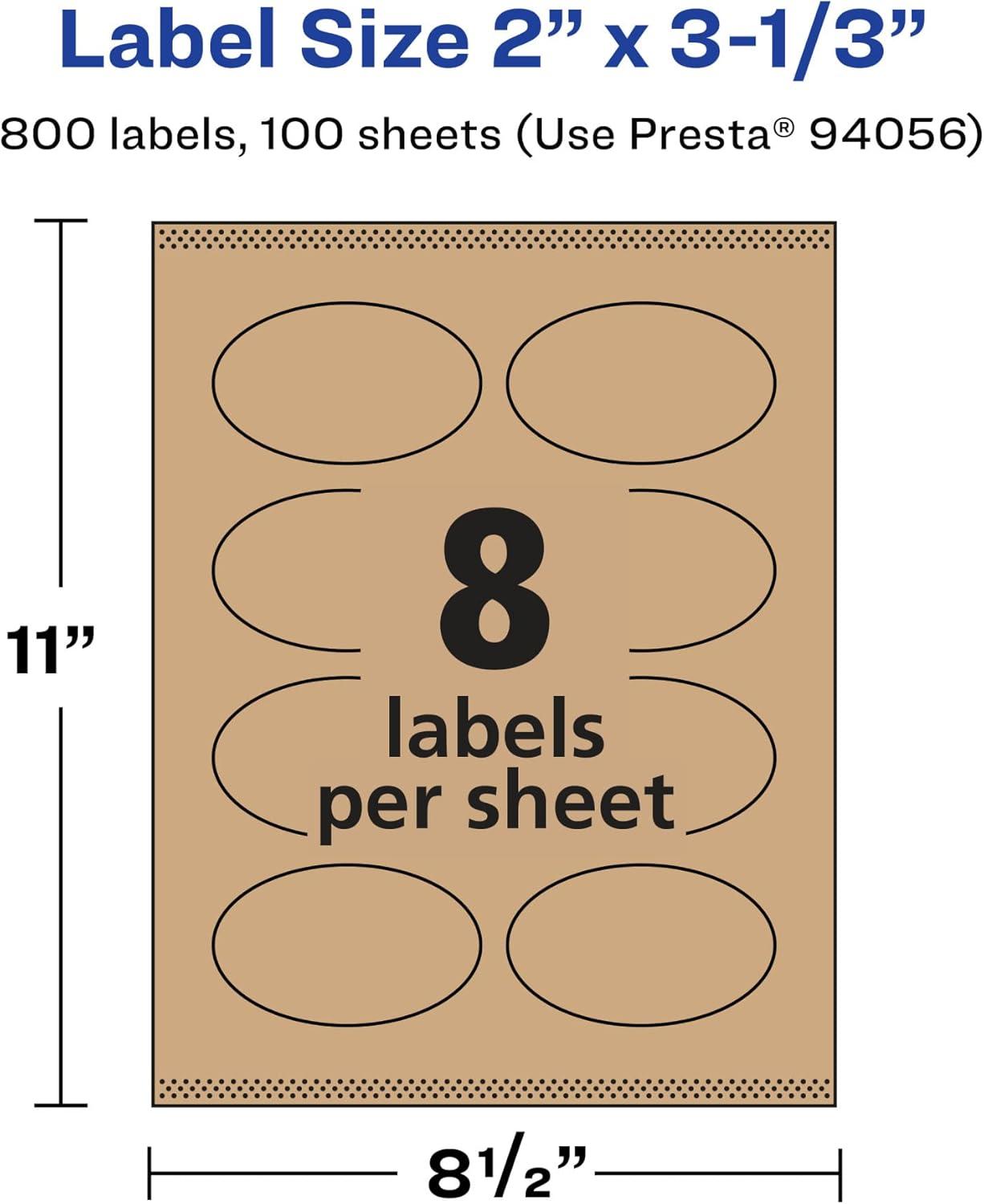 imageAvery Kraft Brown Oval Labels Sure Feed Technology 2quot x 313quot 120 Kraft Brown Labels PrinttoTheEdge LaserInkjet Printable800 labels