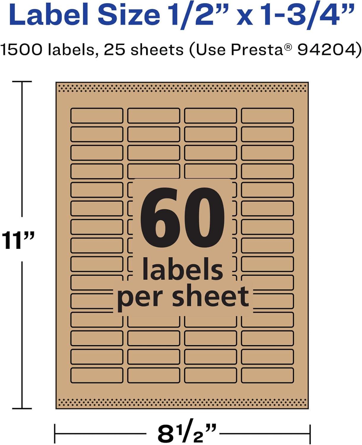 imageAvery Kraft Brown Rectangle Labels Sure Feed Technology 05quot x 175quot 1500 Kraft Brown Labels PrinttoTheEdge LaserInkjet Printable1 500 labels