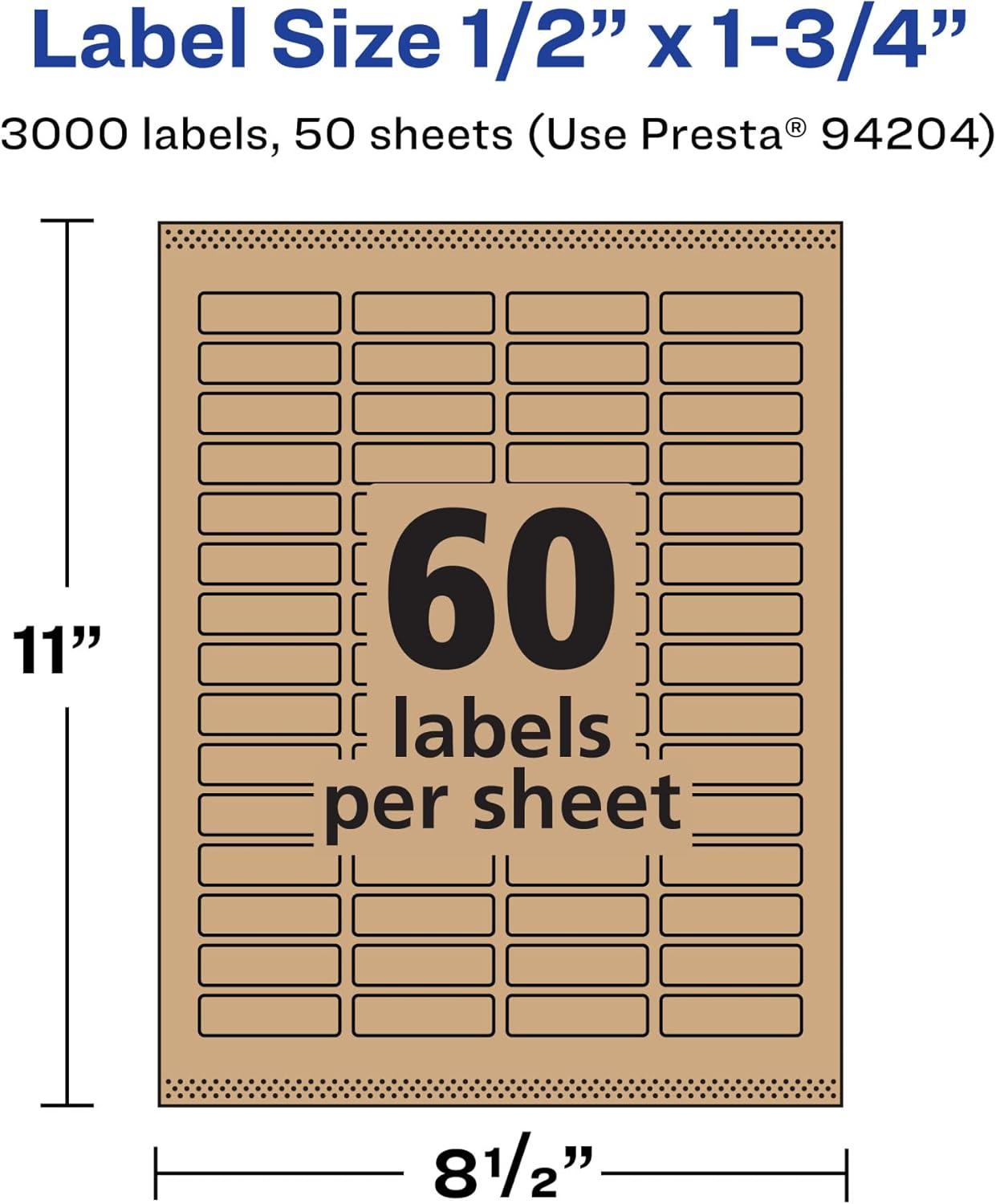imageAvery Kraft Brown Rectangle Labels Sure Feed Technology 05quot x 175quot 1500 Kraft Brown Labels PrinttoTheEdge LaserInkjet Printable3 000 labels