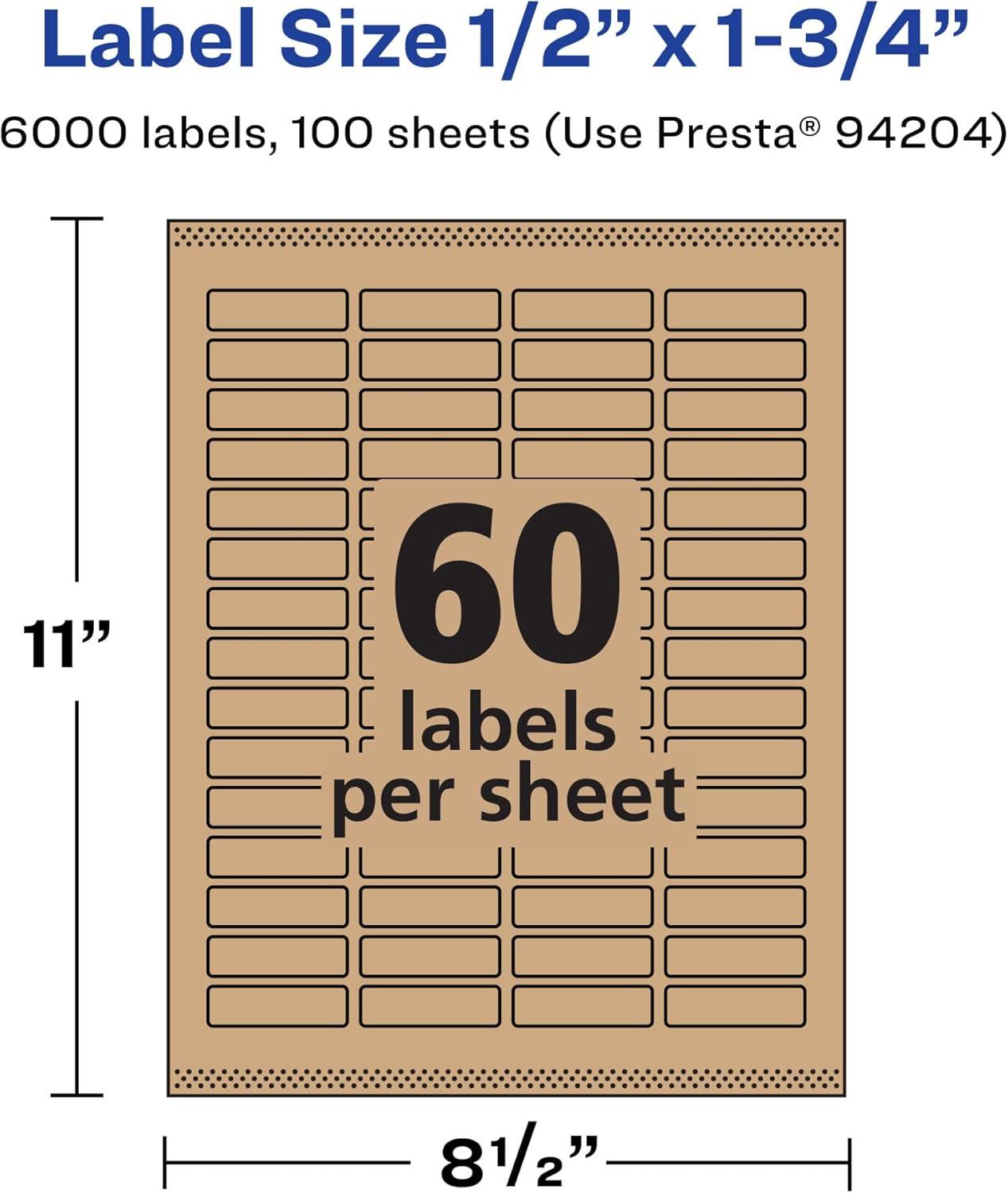 imageAvery Kraft Brown Rectangle Labels Sure Feed Technology 05quot x 175quot 1500 Kraft Brown Labels PrinttoTheEdge LaserInkjet Printable6 000 labels