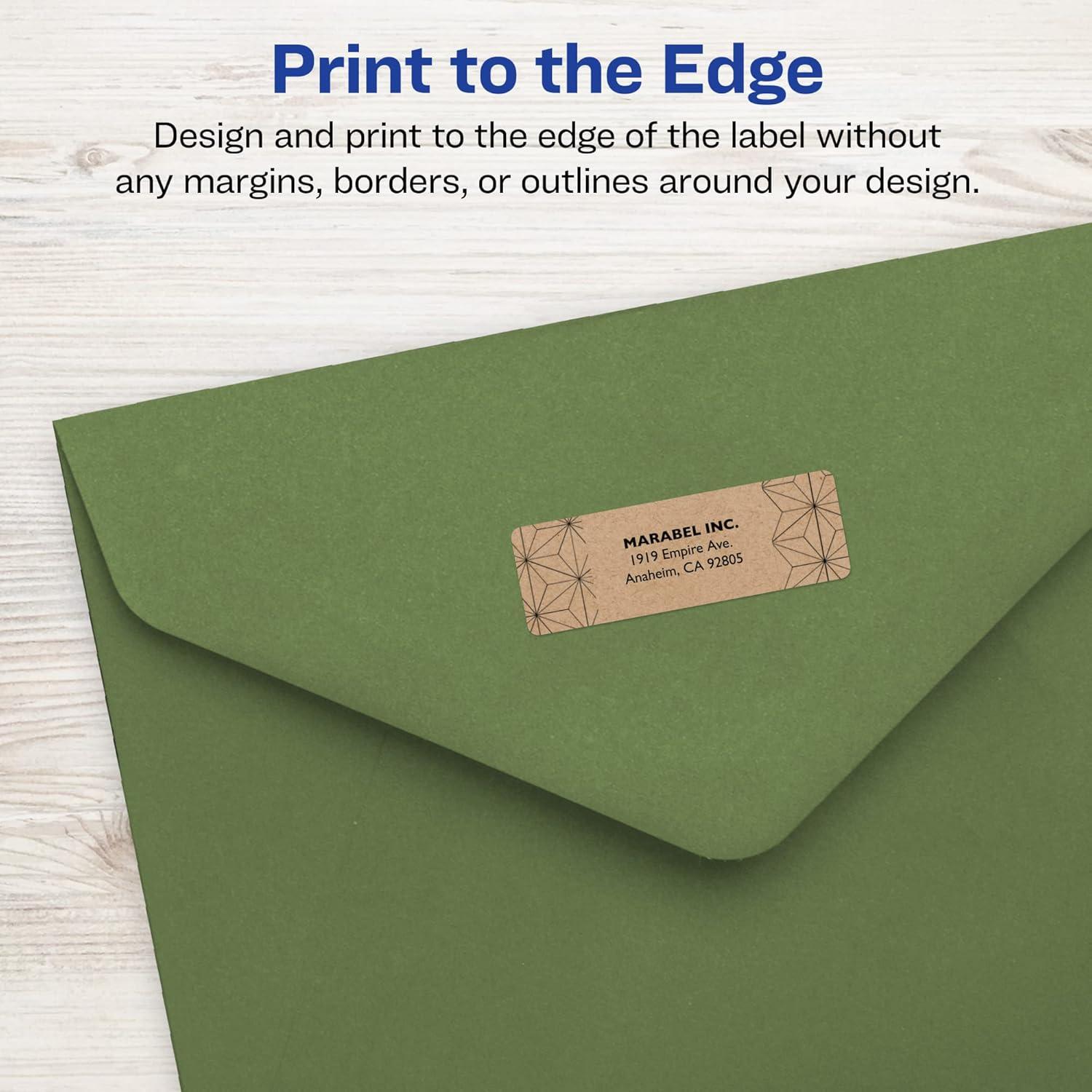 imageAvery Kraft Brown Rectangle Labels Sure Feed Technology 05quot x 175quot 1500 Kraft Brown Labels PrinttoTheEdge LaserInkjet Printable900 labels