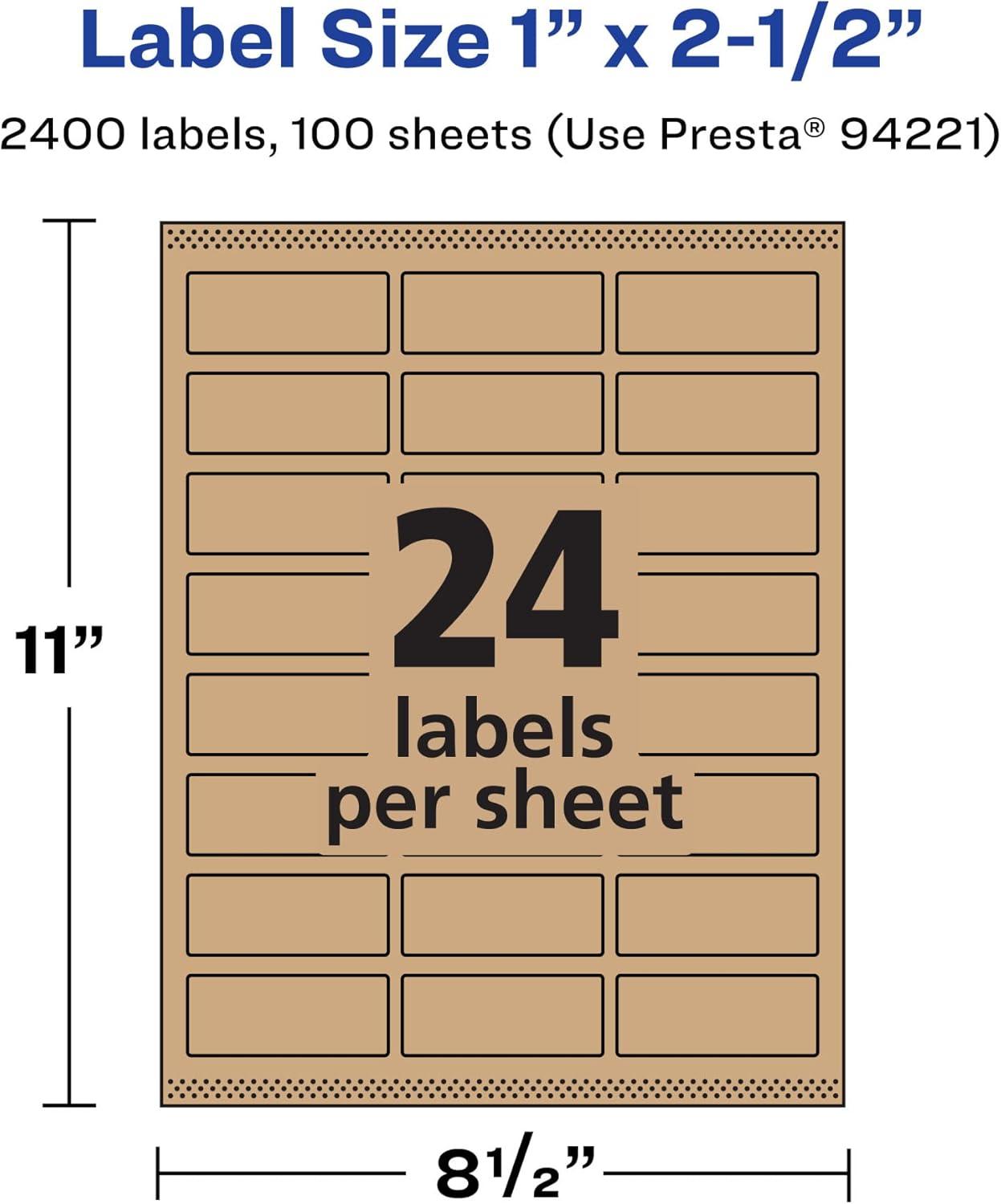 imageAvery Kraft Brown Rectangle Labels Sure Feed Technology 1quot x 25quot 360 Kraft Brown Labels LaserInkjet Printable2 400 labels