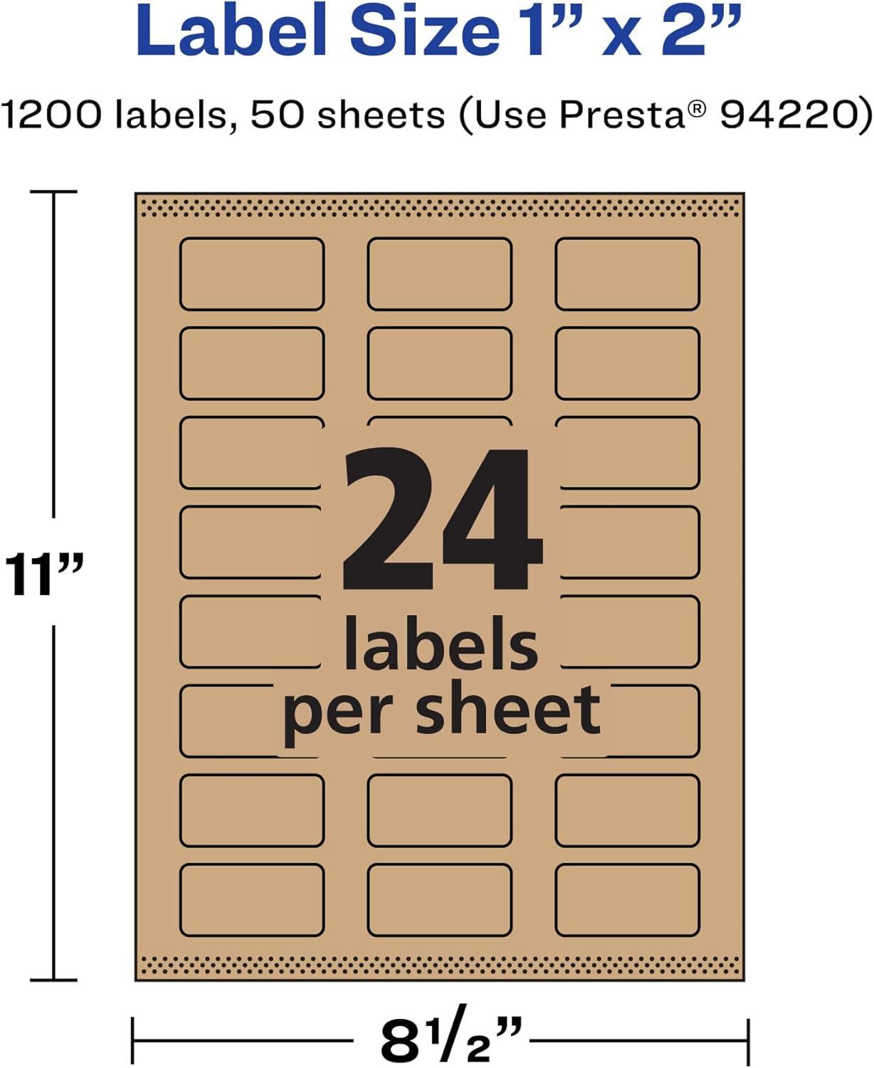 imageAvery Kraft Brown Rectangle Labels Sure Feed Technology 1quot x 2quot 360 Kraft Brown Labels PrinttoTheEdge LaserInkjet Printable1 200 labels