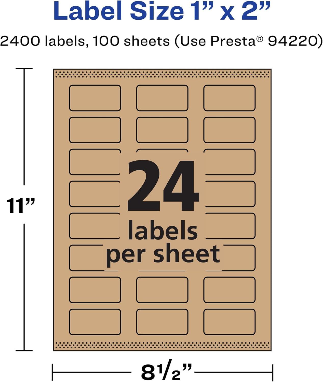 imageAvery Kraft Brown Rectangle Labels Sure Feed Technology 1quot x 2quot 360 Kraft Brown Labels PrinttoTheEdge LaserInkjet Printable2 400 labels