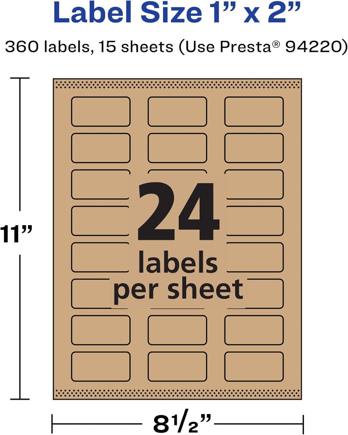 imageAvery Kraft Brown Rectangle Labels Sure Feed Technology 1quot x 2quot 360 Kraft Brown Labels PrinttoTheEdge LaserInkjet Printable360 labels